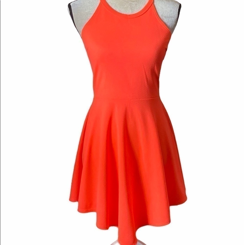 RUE 21-ORANGE FIT AND FLARE DRESS-size Med…